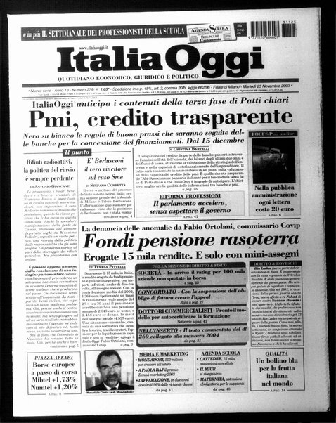 Italia oggi : quotidiano di economia finanza e politica